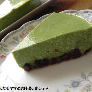 豆腐でヘルシー★簡単抹茶レアチーズケーキ